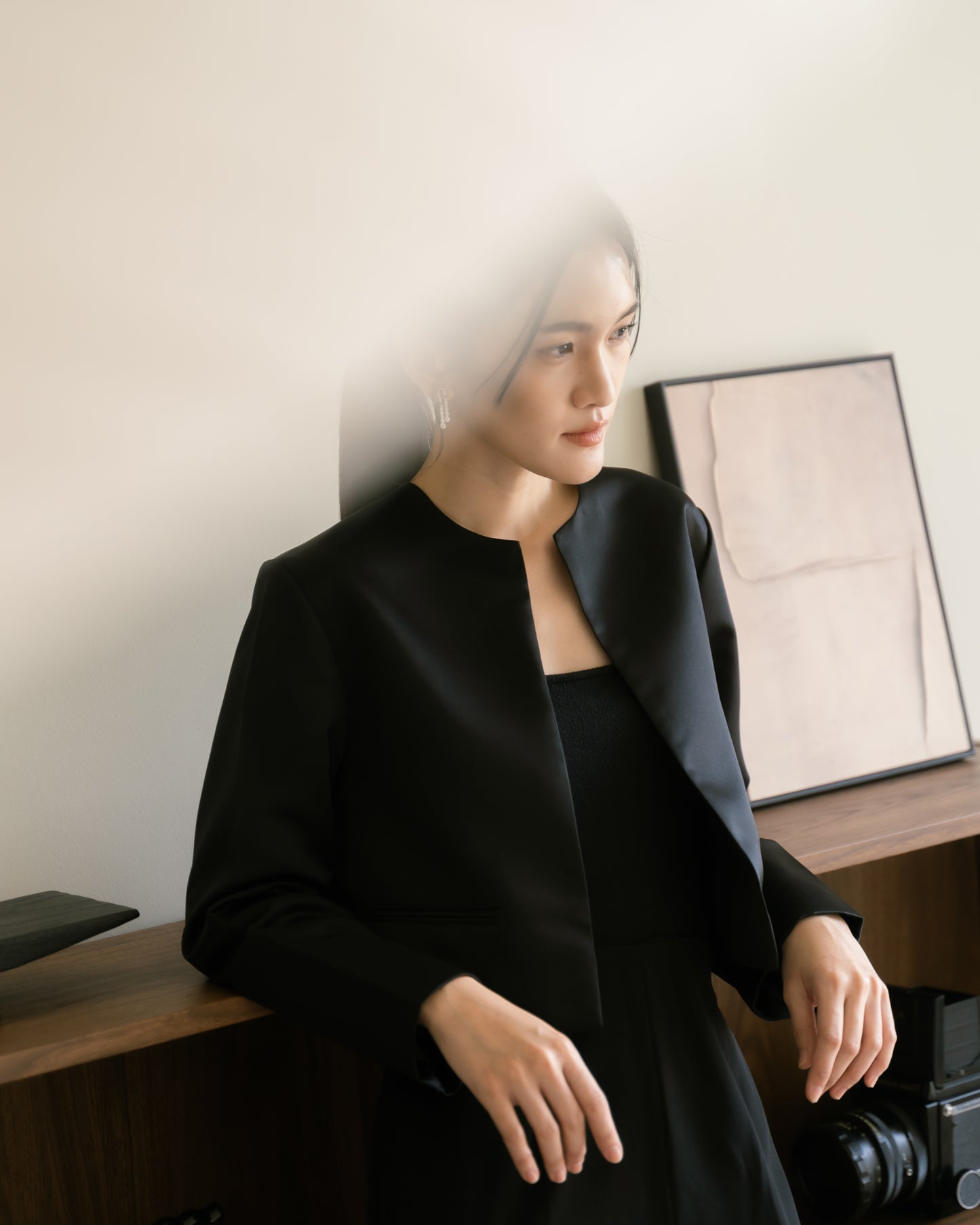Aria Cropped Satin Jacket