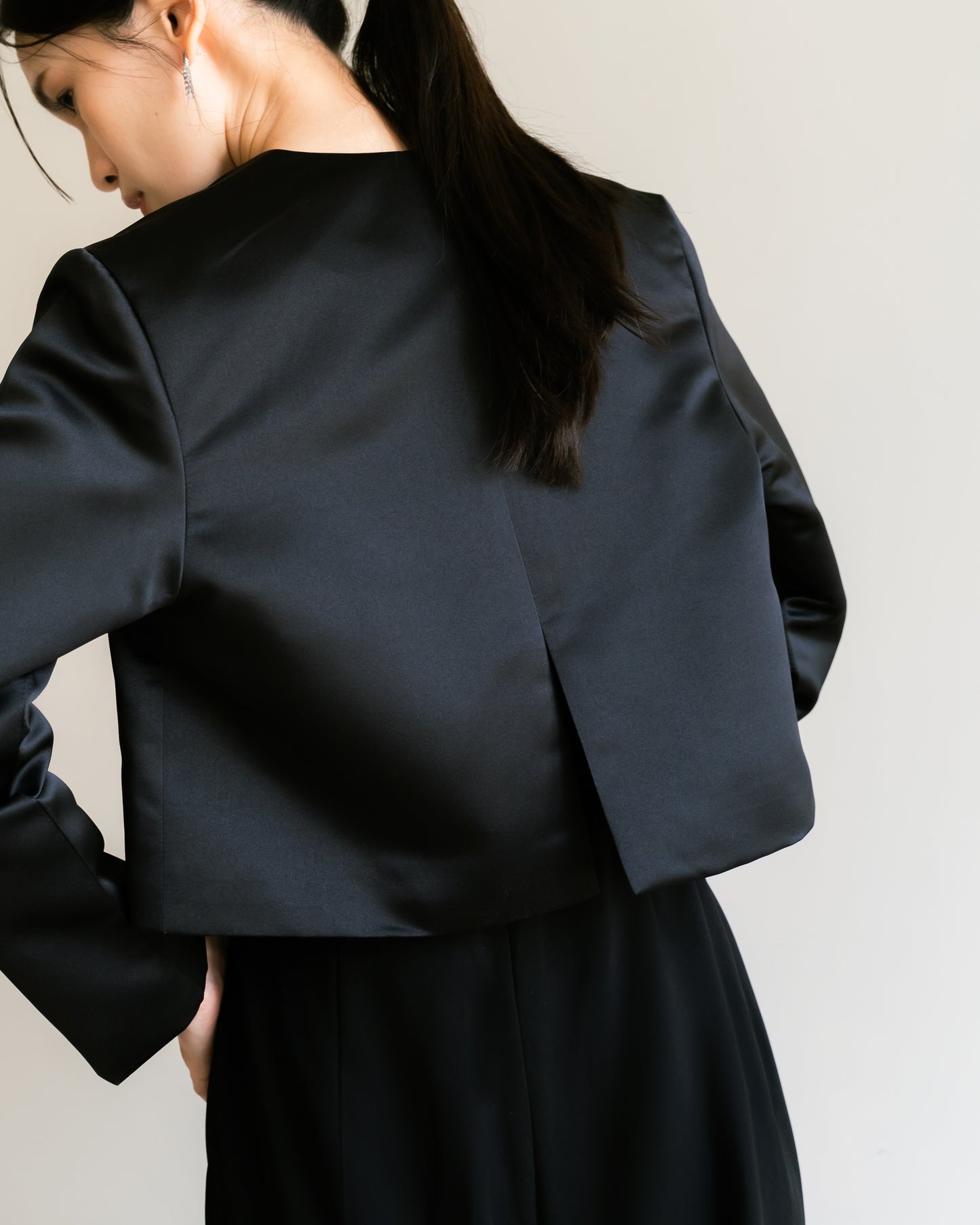 Aria Cropped Satin Jacket