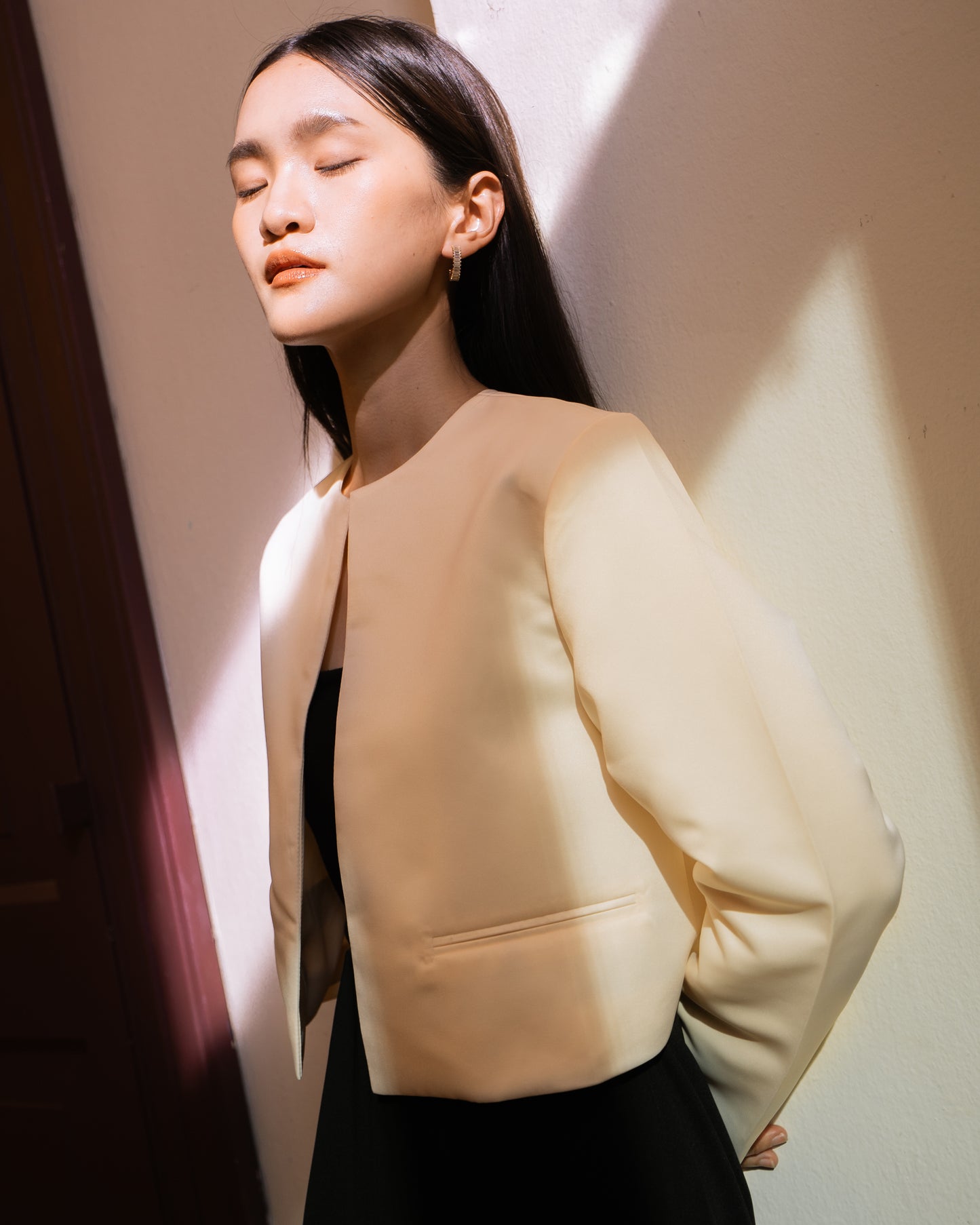 Aria Cropped Satin Jacket