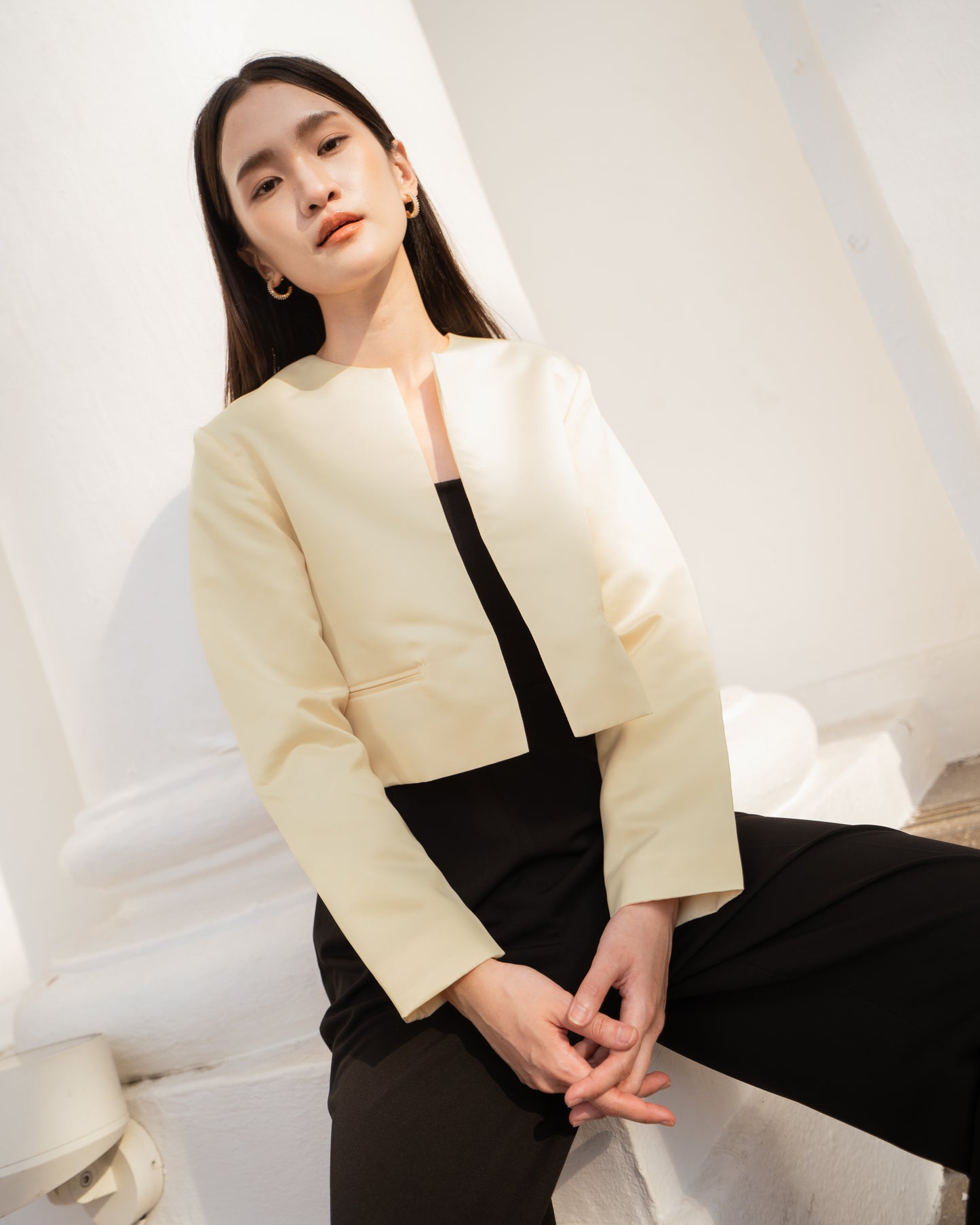 Aria Cropped Satin Jacket